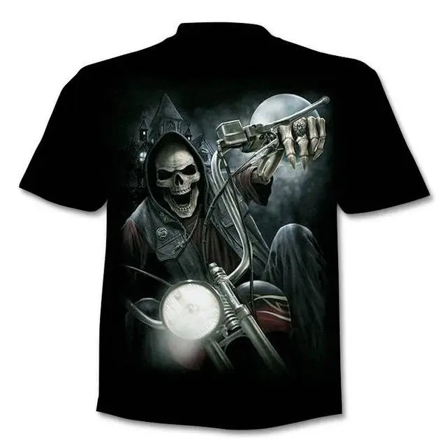 Футболка с 3D черепом летняя футболка ужасов мужская качественная Camiseta коротким