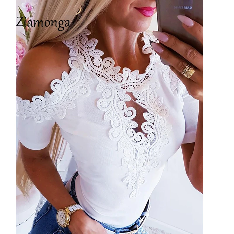 

Ziamonga Sexy Hollow Out Bodysuit Women Underwire O-Neck Embroidery Floral Lace Bodysuit Autumn 2019 New Short Sleeve Jumpsuit