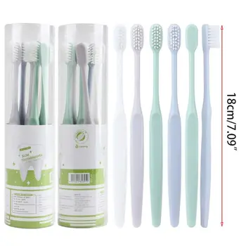 

6Pcs/Set Family Ultrafine Soft Bristles Toothbrush Deep Cleaning Plastic Handle Oral Hygiene Care With Storage Cylinder Box X7YB