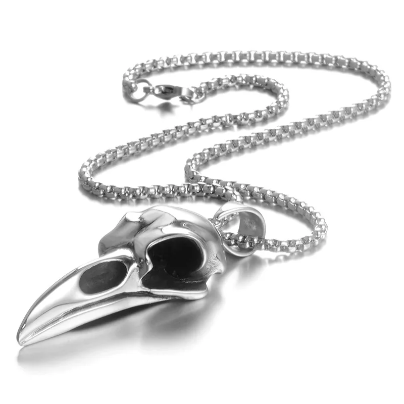High Quality Stainless Steel Raven Skull Necklace Chokers for Men Women Retro Gothic Bird Crow Punk Jewelry Halloween Gifts | Украшения и