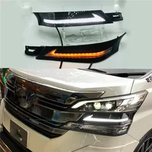 2 шт. светодиодный дневной свет для Toyota Vellfire 30 с бегущими сиганлами 12 В светодиодный автомобильный DRL дневные ходовые огни противотуманные фары