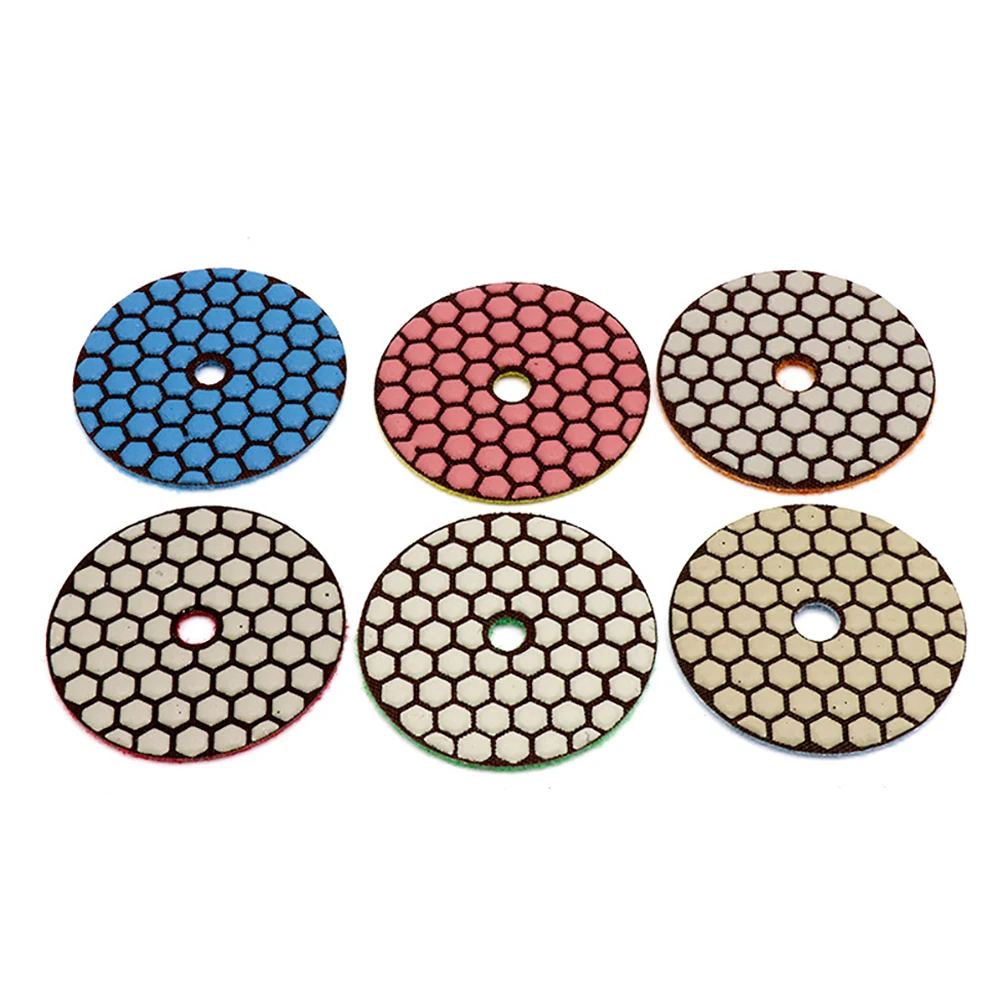 

6pcs Labor Saving Glass Polishing Practical Stones Sharp Durable Dry Polishing Pad Thin Wear Resistant Disc Shape Diamond
