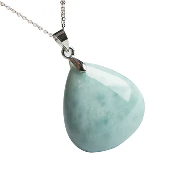 

Genuine Dominica Natural Blue Larimar Gemstone Water Drop Crystal Bead Pendant Women Men 25*24*7mm