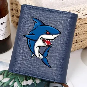 

Shark Printing Short wallet for Women PU Leather Wallet Zipper Coin Purse Card Holder Woman Small Portable Purse portfel damski