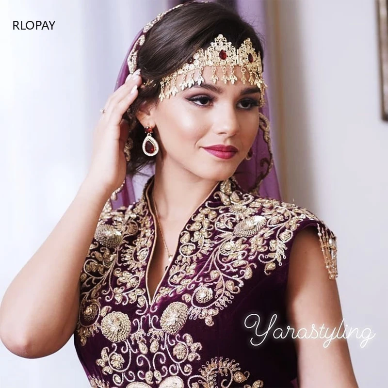 New Morocco Algeria Wedding Headpiece Rhinestone Bridal Headwear Luxury Gold Plated Wedding Hair Accessories Bridal Headdress
