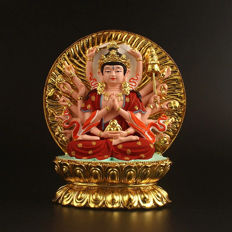 A Estayua De Zhunti Bodhisattva, Pintura Mune Buda Zhunti, Richiintado Carro Montado Pequena Estmutua De Buda