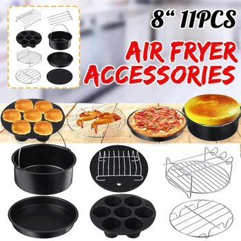 

High Quality 11PCS Air Fryer Accessories 8 Inch for Gowise Phillips Cozyna and Secura Set of 11 Fit all Airfryer 3.5-6.8L