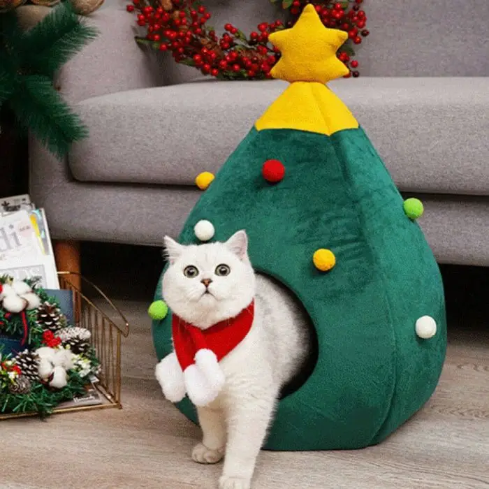 Рождественская елка Лось дом для домашних животных полузакрытый Мягкий Котенок Дом Питомник кошки собака кровать многофункциональный P7Ding
