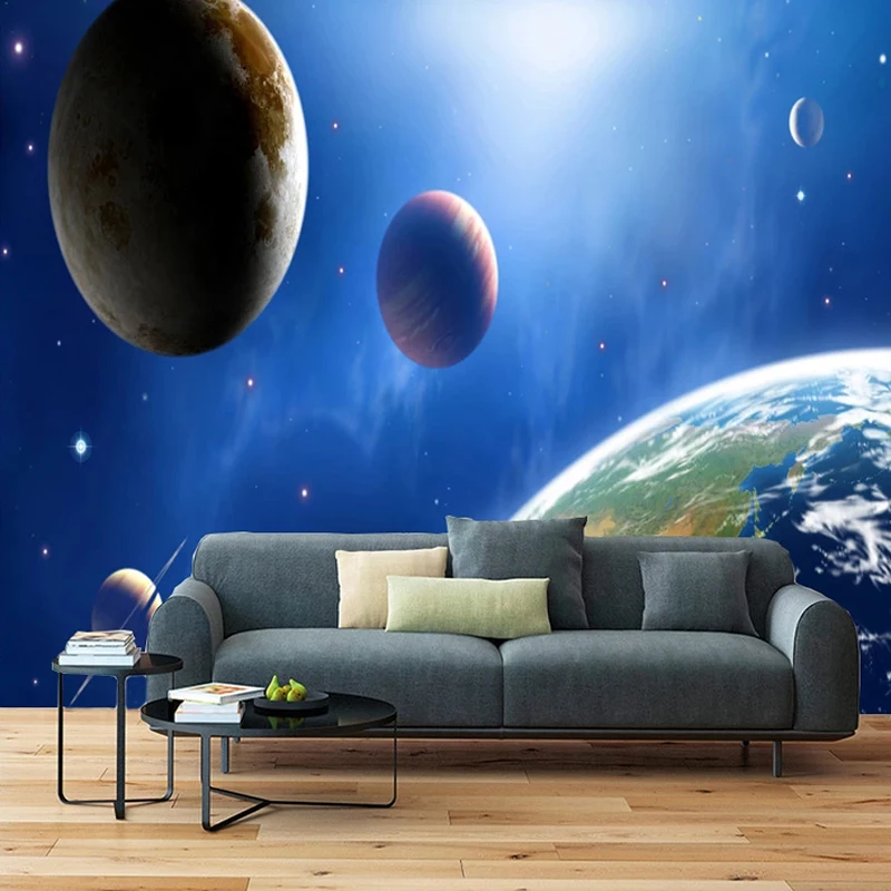 Пользовательские Настенные обои HD космическая планета 3D Звездное небо Фреска детская спальня гостиная фон настенная живопись Домашний декор