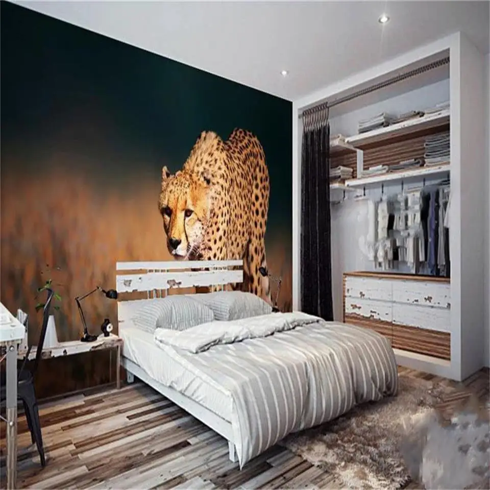 Настенные 3D-обои по индивидуальному размеру рисунок диких животных гепарда