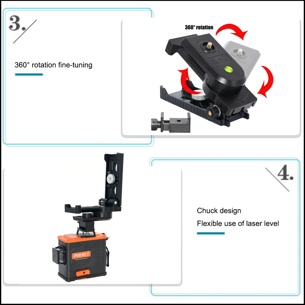 PUERCI laser level 360 degree rotatable wall mount bracket Laser level universal wall bracket for all 3D 4D laser level