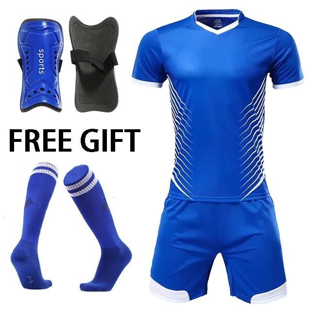 Мужские Детские футболки для футбола, набор survete, мужские футболки для футбола, футболки для мальчиков и женщин, Футбольная форма, футбольный костюм, Джерси по индивидуальному заказу - Цвет: blue
