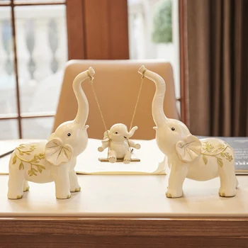 

Creative Wedding Gift Girl Friend New House Gift Living Room Elephant Ornament Ceramic Elephant Figurine Decor Home Accessories