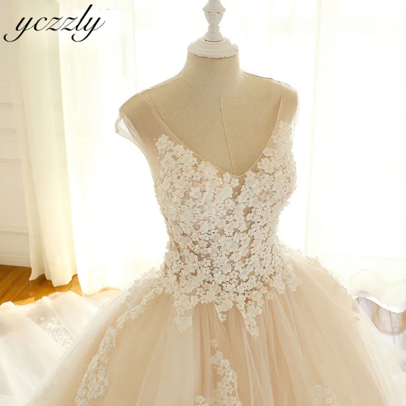 Vestido De Novia Cuello V великолепное бальное платье принцессы с v-образным вырезом, украшенное кристаллами, свадебные платья, с рукавами-крылышками, свадебное платье с цветами W101