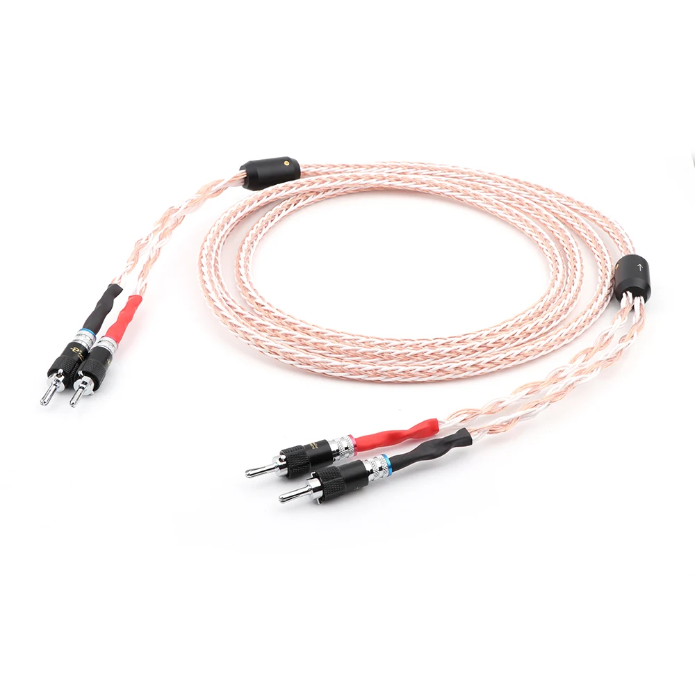 

Pair HiFi Speaker Wire Speaker Cable with Rhodium Plated Banana Plugs 10AWG (OFC) Speaker Wire