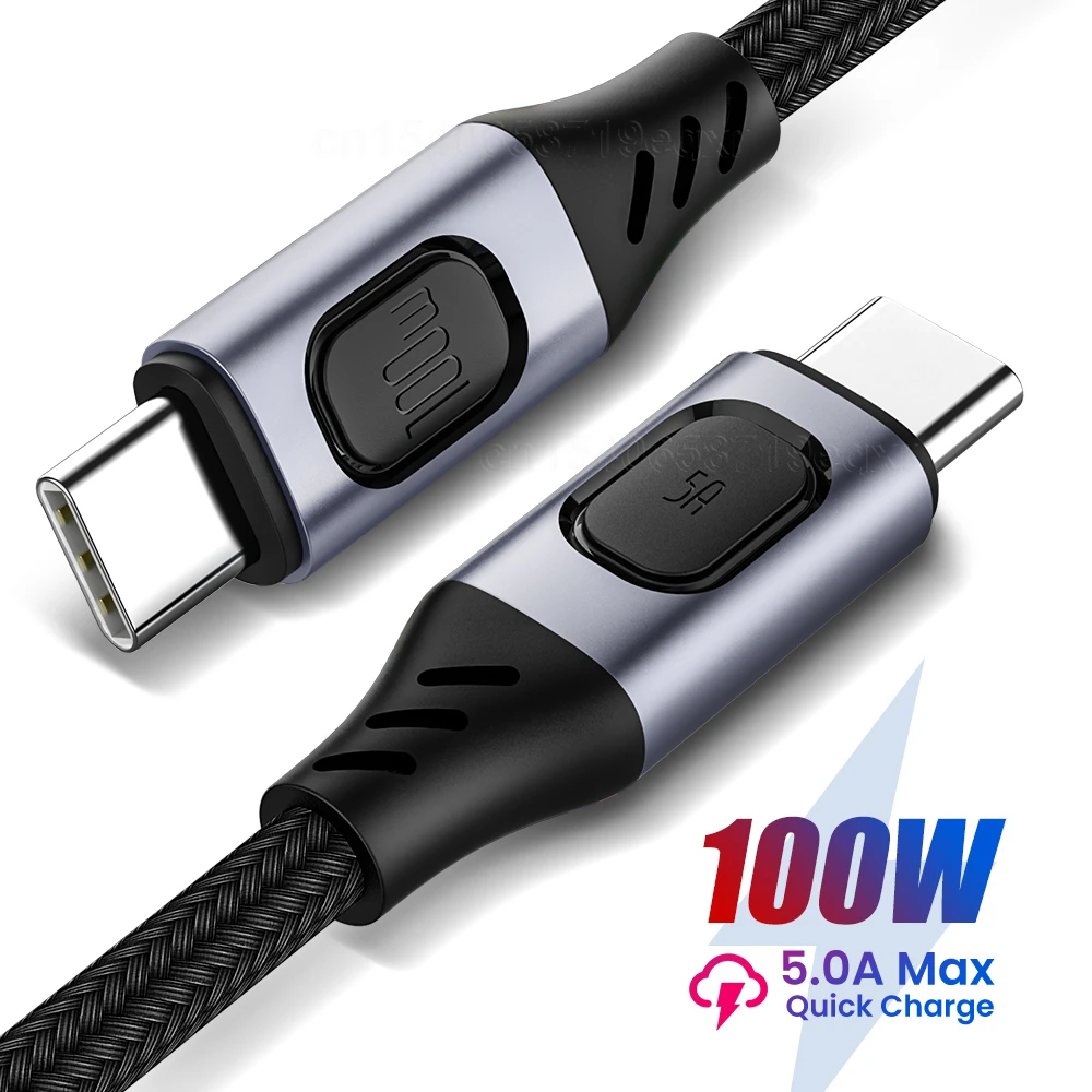 samsung phone charger cable PD 100W Type C To Type C Cable 5A High Speed Transmission Data Cable Type-C Fast Charging Cable For Macbook Pro Samsung Huawei android phone charger cord
