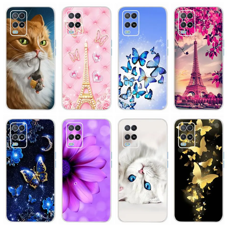 Чехол с милым котом и бабочкой для Oppo A54, чехол CPH2239, мягкий силиконовый чехол-накладка на заднюю панель телефона для Oppo A54, A 54 5G, CPH2195, чехол-бампер