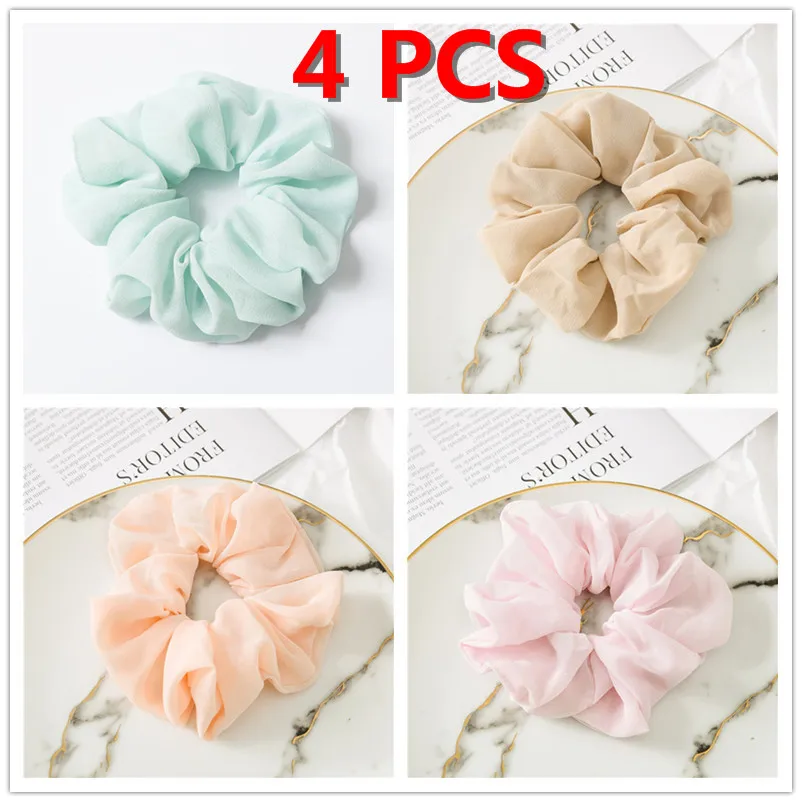 4 Pcs style 09 4/6 шт модный набор женский Шелковый однотонный резинки для волос эластичная атласная лента для волос для девочек заколка для волос аксессуары для волос случайный цвет - Цвет: 4 Pcs style 09
