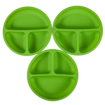 

3Pcs Silicone Children's Dinner Plate Non-Slip Tray Baby Dinner Plate