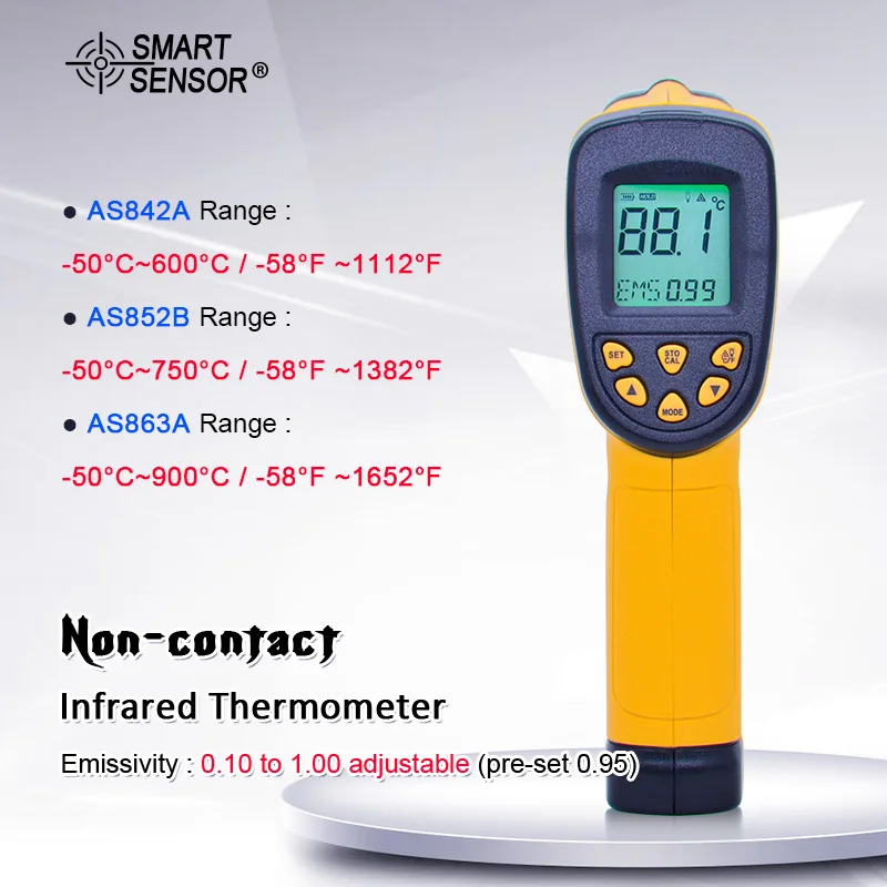 AS842A AS852B AS862A цифровой инфракрасный термометр бесконтактный инфракрасный температурный пистолет ИК термометр Промышленный пирометр