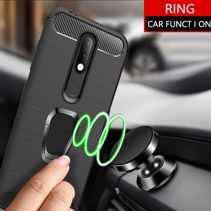Корпус из углеродного волокна для Nokia 2,2 3,2 6,2 4,2 9 Pureview 7,1 3,1 5,1 6,1 7 Plus 6 2018X6X5X71 телефонные чехлы с кольцом-держателем крышки