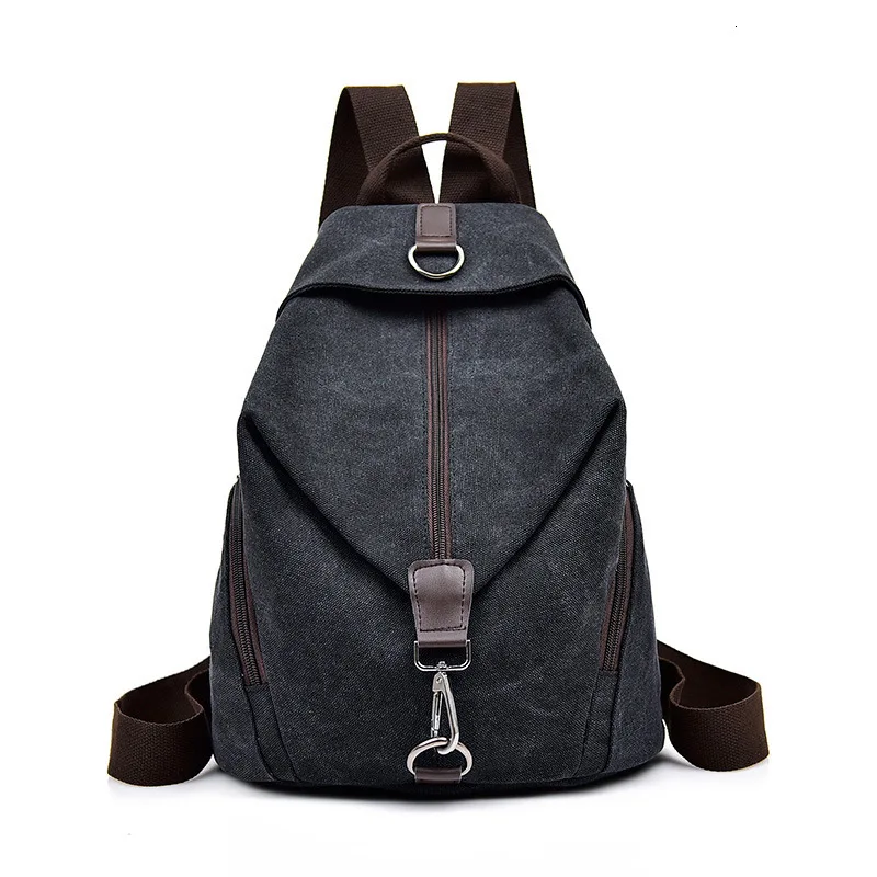 Female Vintage Canvas Backpack Women Casual Bag Anti-theft School Bags For Teenage Girls Women's Small Travel Retro Backpacks