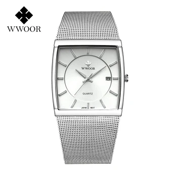 

Luxury Brand WWOOR Watch Men New Unique Design Quartz Wristwatch Reloj Masculino Mesh Belt Male Clock Reloj Hombre Gift for Men