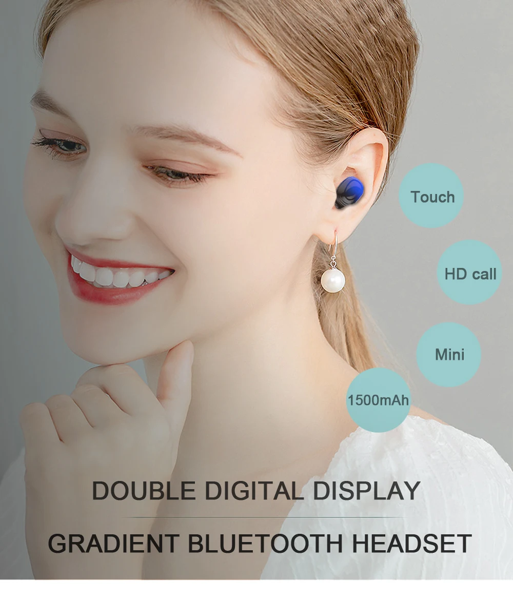 TWS Bluetooth 5,0, градиентные цвета, сенсорные беспроводные наушники, мини, бинауральные наушники, стерео, спортивные, музыкальные, водонепроницаемые, микрофон, гарнитура