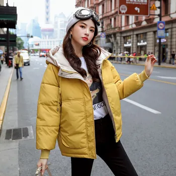 Thickened Winter Jacket Women #039 s 2020 New Korean Loose Down Coat Short Student Bread Clothes Womens Jacket Winter Parka tanie i dobre opinie Polyester Fiber CN(Origin) Regular Casual Ages 18-35 Years Old zipper Full Thick （Winter) Broadcloth Solid