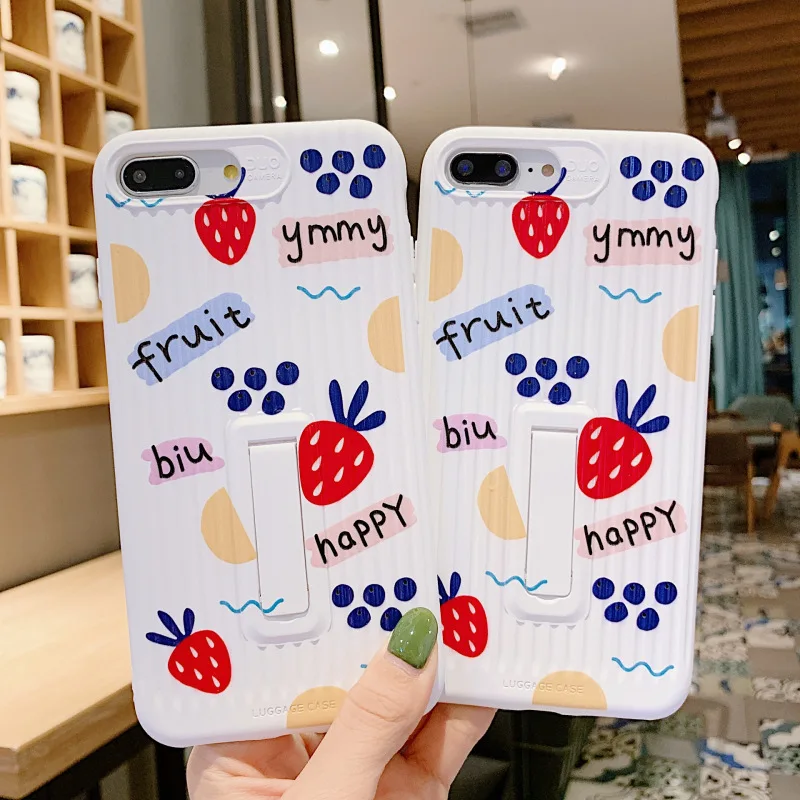 Suitable for INS Strawberry Graffiti iphonexax/XR Phone Case iPhone 8 /7plus Curved Surface Holder 6s Women's