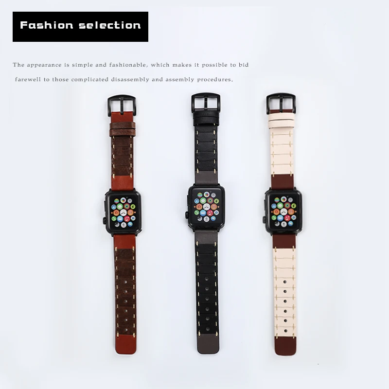 Сменные часы iwatch 38 40 мм 42 44 с кожаным ремешком crazy horse лидер продаж спортивный
