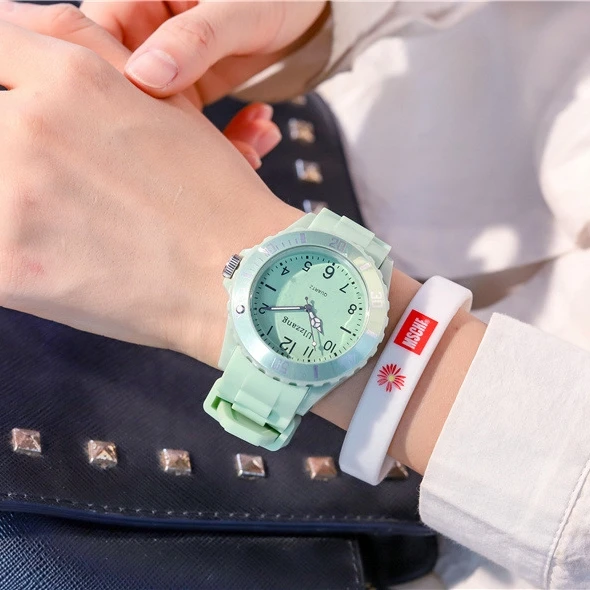 Fashion Silicone Women Watches Simple Sport Ladies Quartz Wristwatches Ulzzang Brand Fresh Children Clock Gifts Relogio Feminino green