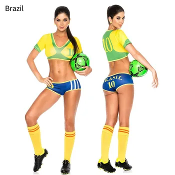 Lady Football Baby High School Girl Sexy Cheerleader Jersey Costume Top Shorts Set Player Soccer