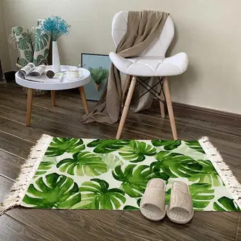 

2020 New Vintage Bohemian Circle pattern Carpet Bedside Leaves Pattern Floor Mat Living Room Bedroom Home Decor