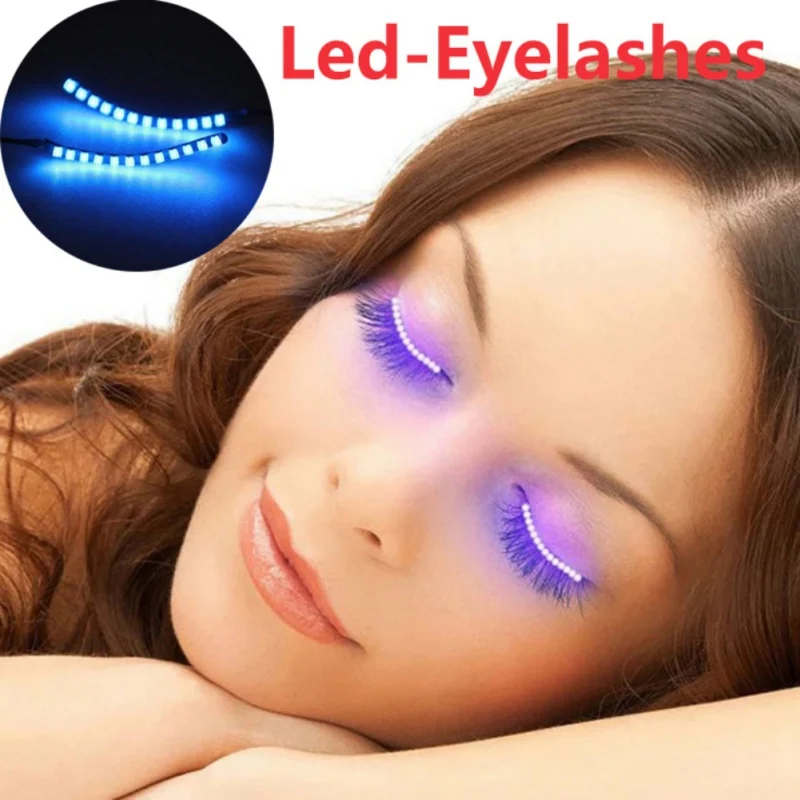 

Cool Creative Halloween Led Light False Eyelashes Lamp Double Eyelid Sticker Nightclub Party Electronic Eye Lashes Face Makeup