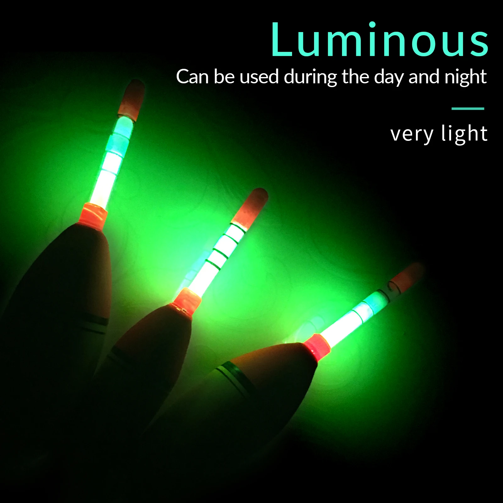 Fishing Float Long Vertical Luminous Night Lighting Wand Set 2 Pcs/Lot For Bass Carp 10g 20g 30g