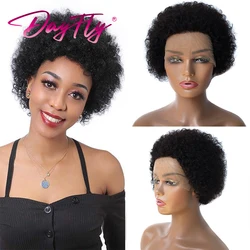 Short Curly Lace Front Human Hair Wigs 13x2 Glueless Lace Front Human Hair Wigs Mongolian Afro Kinky Curly Wig with Preplucked