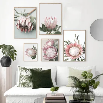 

Protea King Flower Plant Picture Botanical Art Poster Nordic Floral Wall Art Canvas Print Painting Modern Living Room Decoration