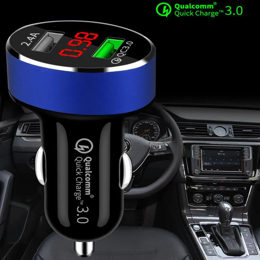СВЕТОДИОДНЫЙ цифровой дисплей Quick Charge Qc3.0 автомобильное зарядное устройство с 2.4a Dual USB Автомобильное зарядное устройство автомобильное зарядное устройство с дисплеем напряжения тока