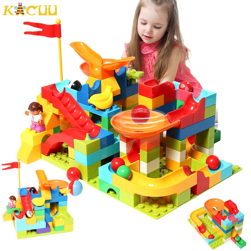 

2020 Hot 47-404pcs Marble Race Run Maze Ball Building Blocks Compatible LegoINGlys Duploed DIY Funnel Slide Blocks Bricks Toys