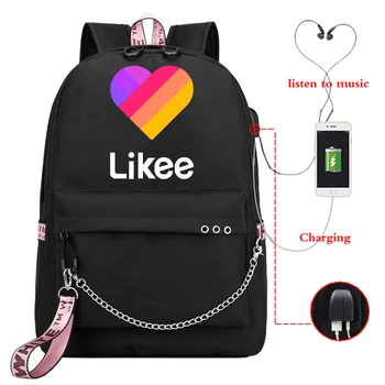 

Backpack With USB Charging LIKEE Video 1 App Laptop Backpack School Bags for Teenage Girls 2020 Russian Styles Likee Bookbag