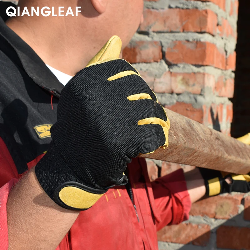 QIANGLEAF брендовые новые Защитные перчатки из воловьей кожи мужские желтые кожаные защитные Гоночные Перчатки для мотоциклистов 508NP