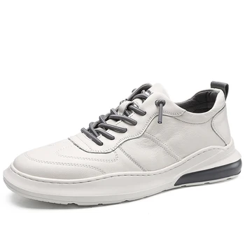 

Spring Autumn Men Casual Leather Shoes Outdoor Man Fashion Leisure Shoes Wearable Non-slip Quality Male White Black Sneakers