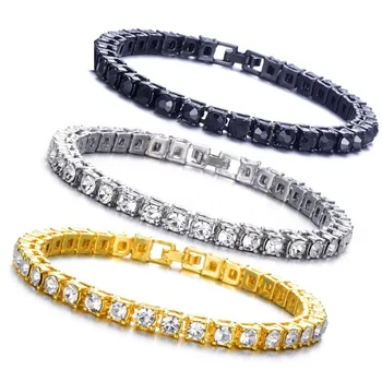 

CA-102 Hip Hop Men Bracelet Single Row Rhinestones Chain Bling Tennis Charm Bracelets Zirconia Bracelets Link Chain Jewelry