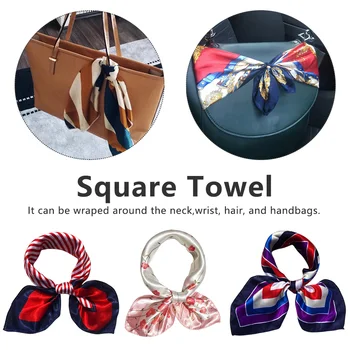 

Small Square Shawls and Scarves Neckerchief Women Bandanas Multifunction Polyester Silk Scarf Prints Satin