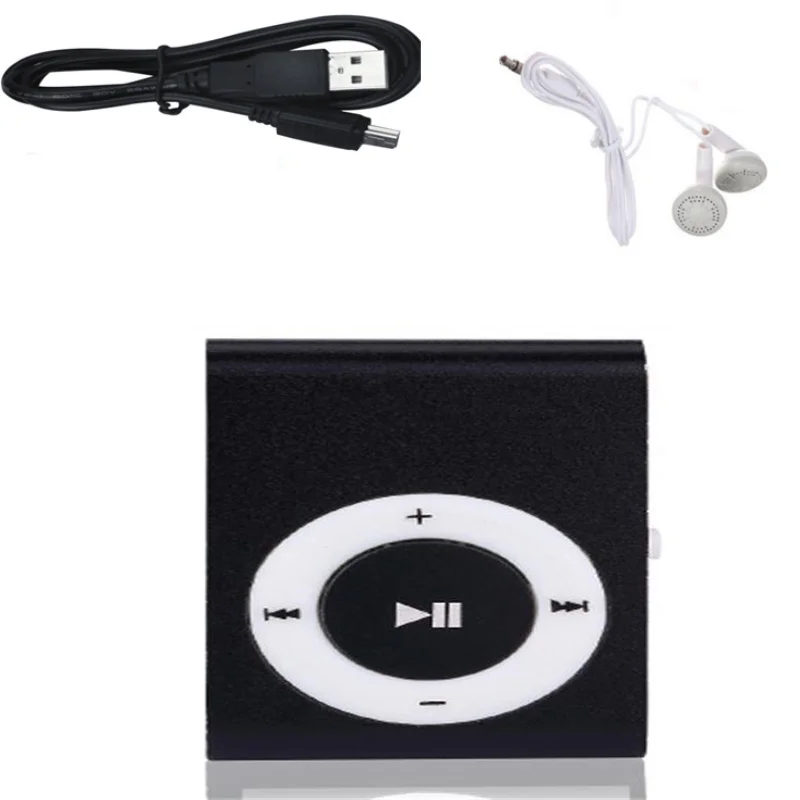 Портативный мини Mp3 музыкальный плеер Mp3 плеер Поддержка Micro TFCard слот USB MP3 S порт плеер USB порт с наушниками для Iphone - Цвет: Черный