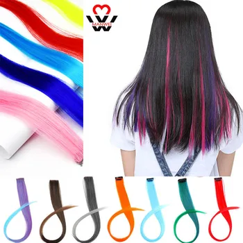 

MANWEI Single Clip 20 Inch Ombre Colored Long Straight Hair Strands Clip in One Piece Hair Extensions Color Fake Hairpieces