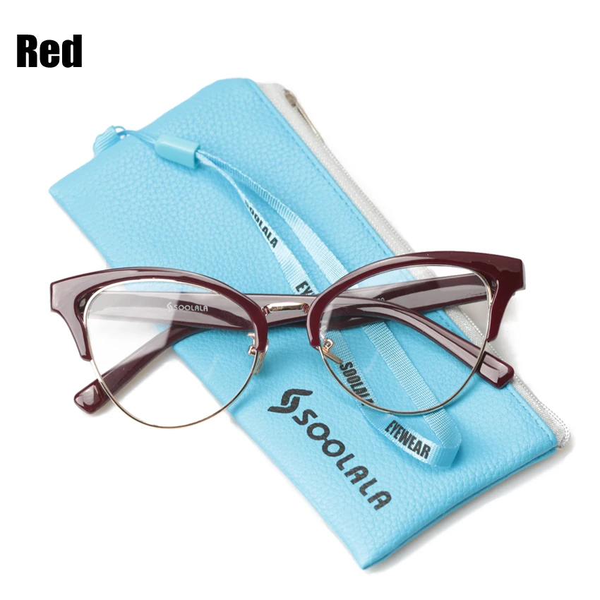 Semi-Rimless Reading Glasses Women Eyeglass Half Frame Cat Eye Presbyopic Readin 