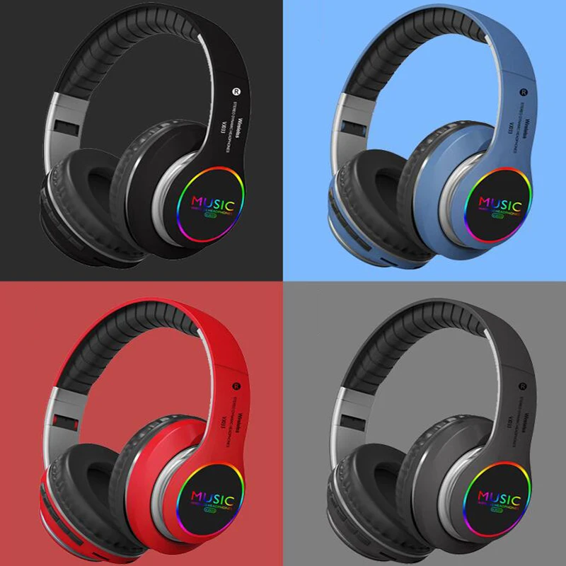 Беспроводной Bluetooth наушники игровая гарнитура складная RGB светодиодный