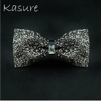 

KASURE Luxury Rhinestone Formal Dress Groom Bow Tie for Men Crystal Bling Butterfly Knot Bowties Wedding Bridegroom Necktie